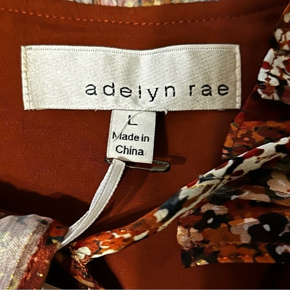 NWT Adelyn Rae Shorts Romper Womens Large Lined Brown Yellow Orange Fall Colors - Picture 3 of 5